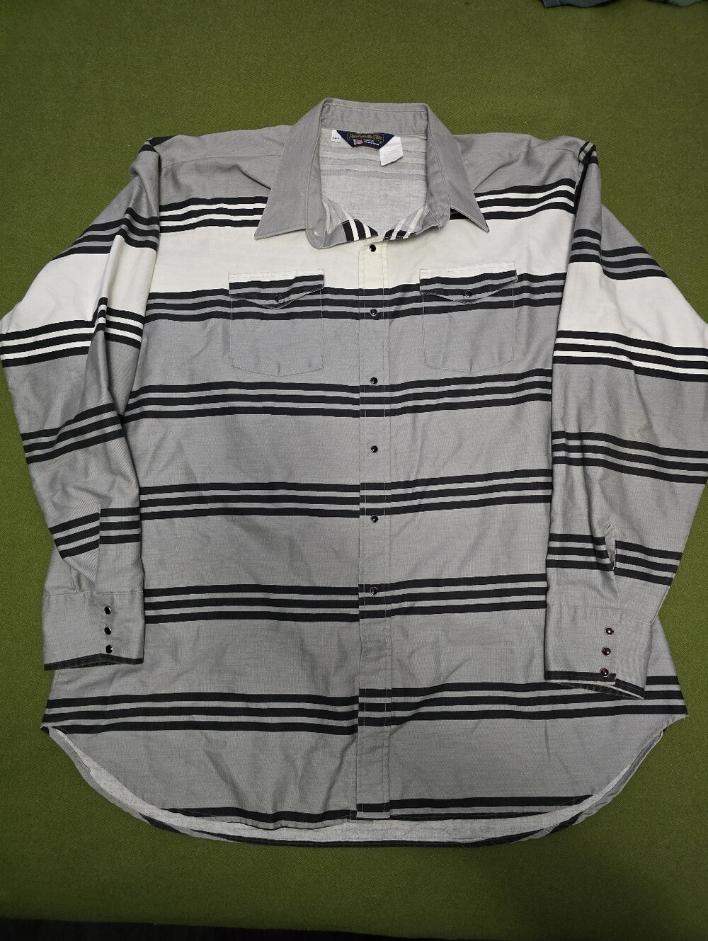 Panhandle Slim Gray and Black Striped Button-Down Shirt